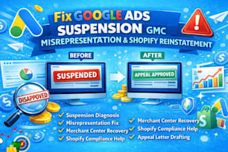 fix google ads suspension gmc misrepresentation and shopify reinstatement