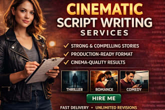 write an engaging cinematic script or screenplay for film, short film youtube