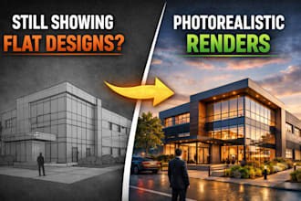 do photorealistic 3d exterior design and commercial architectural rendering