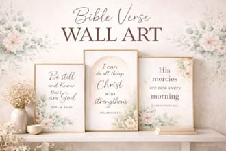 design modern bible verse typography wall art, printable canva spiritual poster