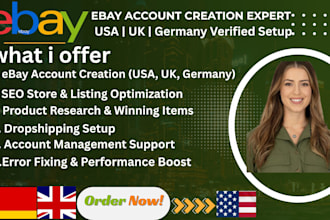 ebay account creation ebay USA ebay germany ebay UK SEO setup ebay seller