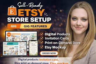 design digital products invitation card, etsy print on demand store, etsy mockup