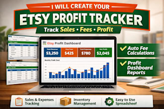 create an etsy profit tracker spreadsheet with inventory and sales dashboard