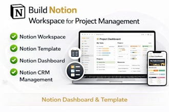 build notion workspace, notion template, notion dashboard for project management