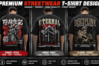 create custom streetwear t shirt design and t shirt design