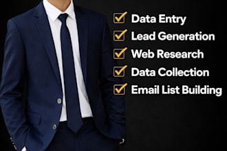 data entry, web research, lead generation, data cleaning, and data collection