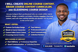 create online course content, curriculum, and elearning course design
