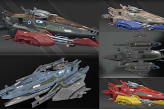 design custom 3d spaceship or fighter jet for your game unity, unreal ready