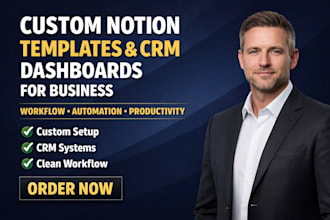 design custom notion template, dashboard, CRM, workspace for business