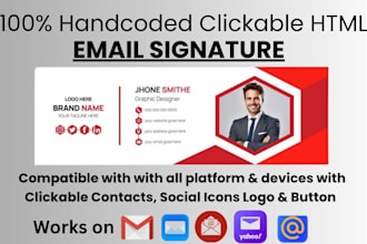 design HTML email signature, clickable html email signature, outlook signature