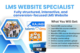 setup elearning course on talentlms, learnworlds, moodle lms, h5p and learndash
