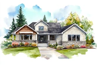 draw house illustration watercolor style