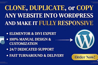 clone wix to wordpress or design responsive elementor landing page