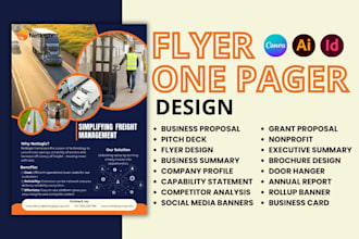 do one pager design, executive summary, marketing flyer, poster, proposal design