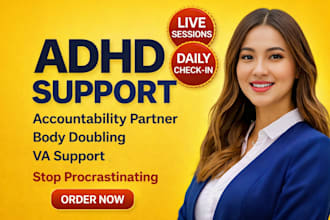 adhd executive virtual assistant life coach accountability partner body doubling