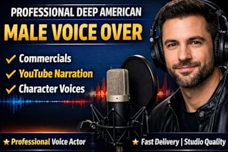 be your professional american male voice over actor character voice voice mail