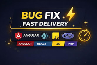 fix your angular, react, js bugs fast, free revisions