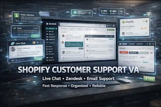 customer support shopify virtual assistant zendesk live chat email management VA