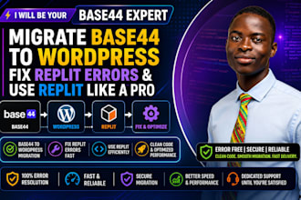 base44 expert to migrate base44 to wordpress, fix replit errors, and use replit
