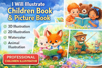 illustrate children book, kids story and picture book illustration