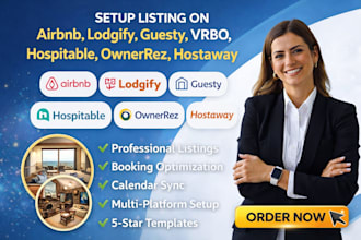 setup listing on airbnb, lodgify, guesty, vrbo, hospitable, ownerrez, hostaway
