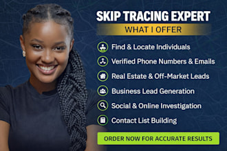 do skip tracing consultant, find anyone, email finding and lead generation