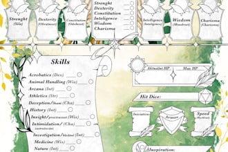 design a custom dnd 5e character sheet for your oc