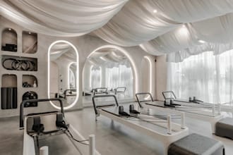 design 3d gym interior boutique pilates studio home gym workout studio 3d render