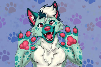draw furry headshot, furry icon, furry badge, pfp, stickers or emote pack