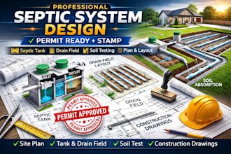 design septic system plan permits stamp for california fl texas ga