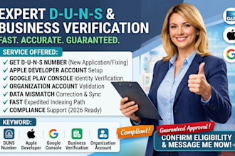 get d u n s number for apple developer and google console business verification