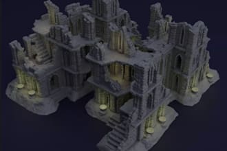make 3d printable terrain building, fantasy miniature, tabletop wargaming, stl