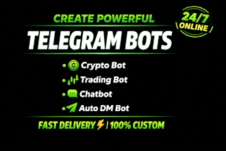 create a custom telegram bot, telegram crypto bot, telegram chatbot, trading bot