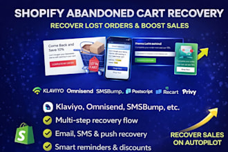 shopify abandoned cart recovery klaviyo omnisend smsbump postscript recart privy