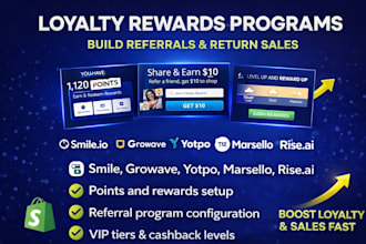 loyalty rewards program smile io growave  yopto marsello riseai referral system