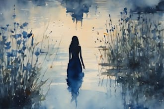 create surrealist watercolor illustration on fantasy style