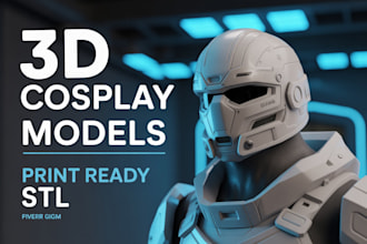 create 3d printable cosplay helmet, mask, props and armor