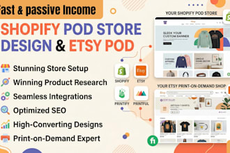 shopify print on demand, shopify pod store design, etsy pod, printify, printful