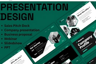 design branded presentation, company profile, brochure pitch deck, webinar PPT