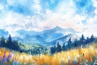 paint a watercolor landscape illustration