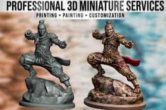 3d print and paint anime figure warhammer miniature, resin 3d model for tabletop