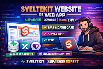 develop sveltekit website or web app with supabase, fix lovable and rork app