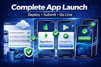 complete app launch package with deployment and store submission