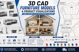 design professional 3d cad furniture models and product visualizations