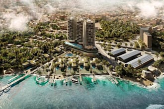 develop mix use architecture project,urban development,waterfront propertyrender