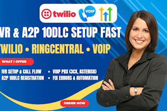 setup ringcentral IVR, twilio a2p 10dlc, 3cx, freepbx voip
