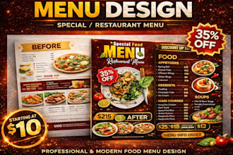 create high converting restaurant menu and digital menu board design