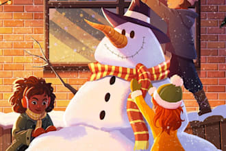 create christmas children book illustrations