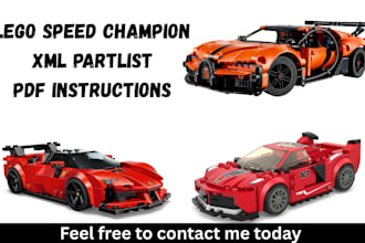 design lego speed champions moc, technic car, truck, ship, partlist instructions