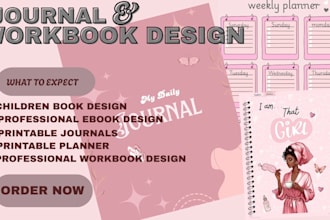 creative design journal, planner, and notebook cover for kdp